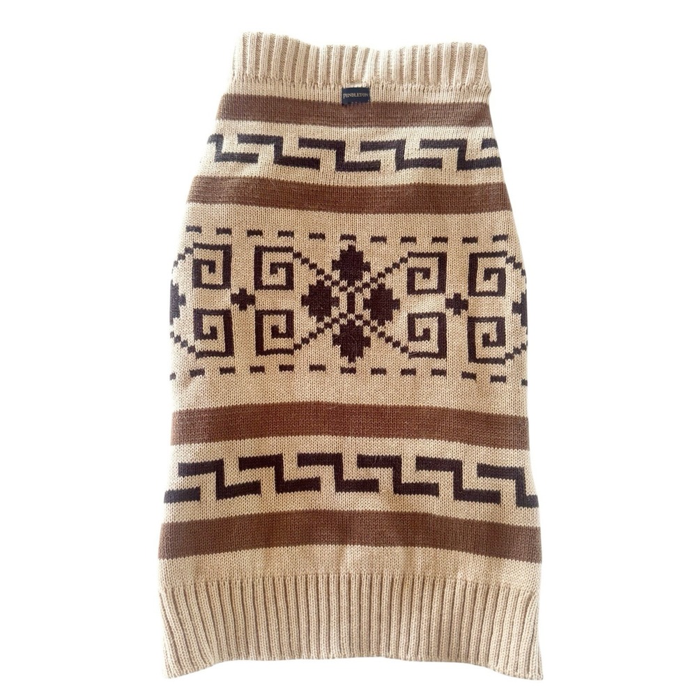 Pendleton Cream and Brown Patterned Dog Sweater